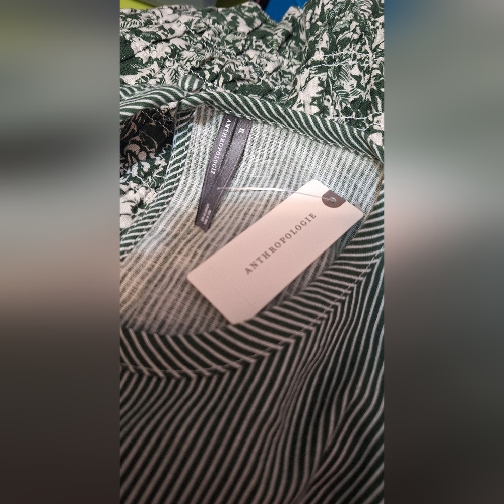 Anthropologie Short Sleeve Smocked Linen Twofer Top Size XL NWT! - Picture 5 of 5